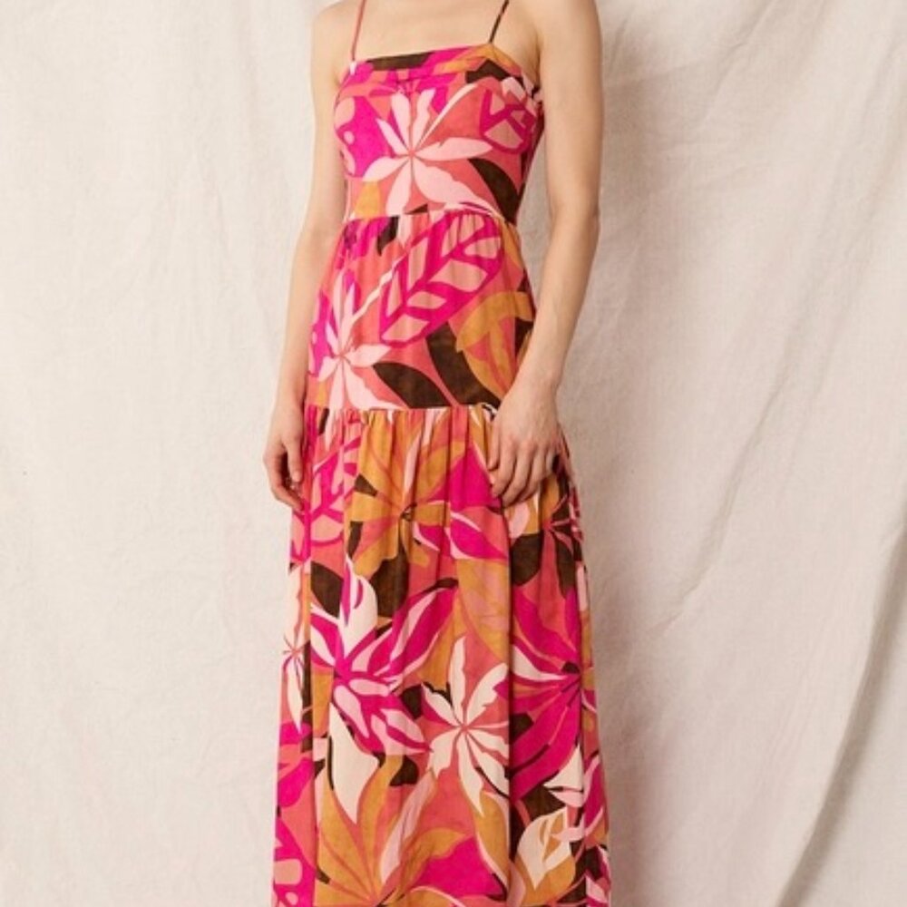 Multi Color Printed Sleeveless Midi Dress